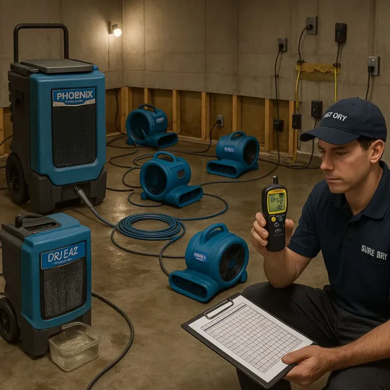 Structural Drying and Dehumidification process in Moosup, CT